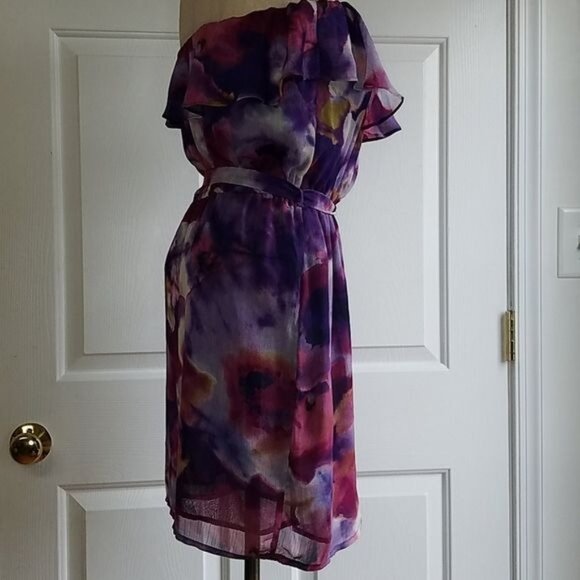 Dress Strapless Purple FLORAL Watercolor Summer Jack Dylan Women's WOMAN'S Small - Picture 5 of 10